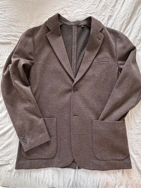 Uniqlo Men's Taupe Knit Blazer - Single-Button Sport Coat